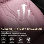 FLORICH Front Car Seat Covers, Luxury Waterproof Faux Leather Seat Covers Cushion, Breathable Car Seat Cover Protectors Universal Fit for Most 5 Seats Vehicles - Pink