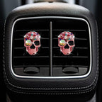 Pink Skull Air Vent Clips, 2 Pcs Bling Skeleton Car Air Fresheners Vents Clips Funny Car Diffuser Diamond Car Interior Decor Cute Car Accessories Car Decoration for Women +Sunflower Mask Hook