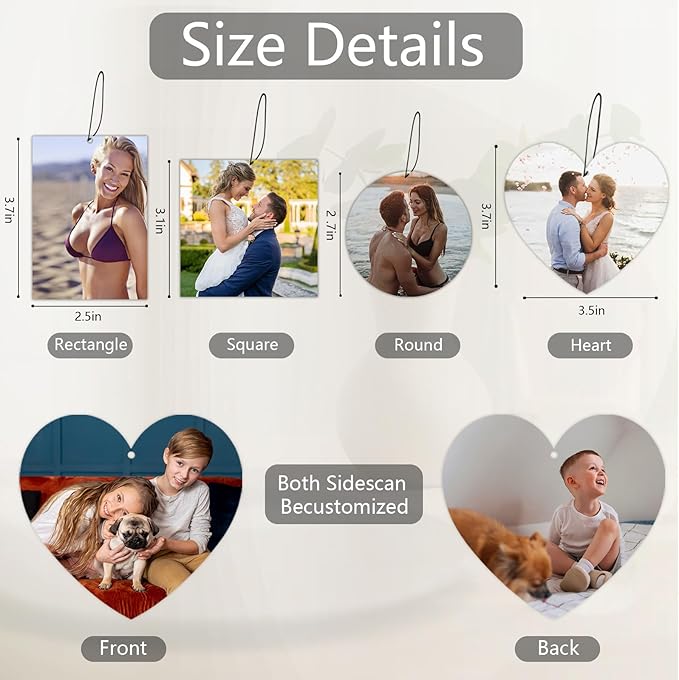 Custom Air Fresheners with Picture, Personalized Photo Air Freshener for Car Wardrobe Bathroom Hanging Ornaments (Heart-)