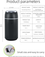 Car Diffuser for Essential Oils Portable Mini Ultrasonic Mist Humidifier 100ml USB Aromatherapy Diffuser Freshener with Colorful Lights for Small Space Home Office Bedroom (Black)