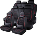 Car Seat Cover 8 Seats for Toyota Highlander 2001-2025, Waterproof Durable Premium Leather Car Seat Protector, Comfortable Anti-Slip Stylish Sport Seat Cover(8 Seats Luxury,Black Red)