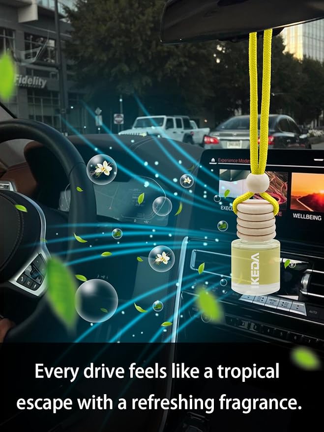 Ikeda Car Air Freshener: Hanging Car Smell Air Freshener | 10ml Hanging Car Perfume | Long Lasting Fragrance | Strong Scents Diffuser for Auto Home (Vanilla|Circular)