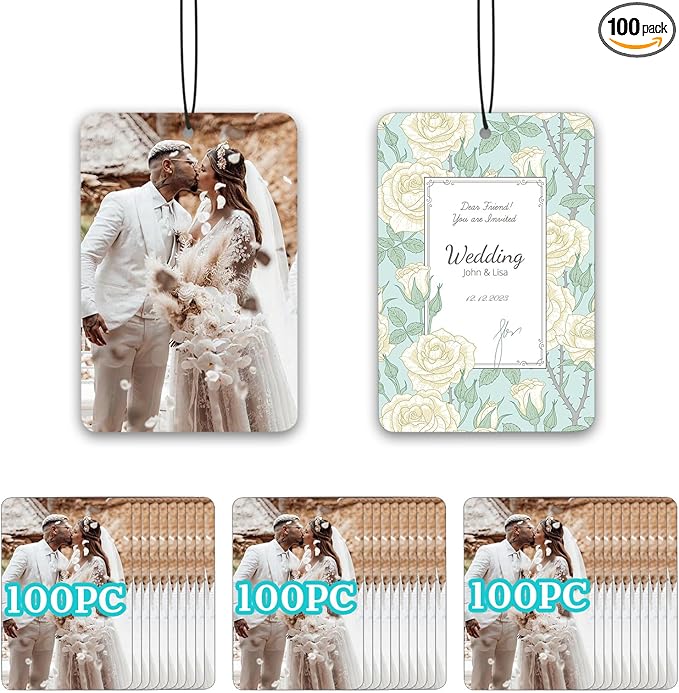 Bulk Custom Air Freshener for Car - Personalized Customized Photo Logo Text Air Freshener, Personalized Scents Smell Freshener with Picture, Customized Cute Car Gifts for Women Men (100 pcs)