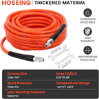 100FT Pressure Washer Sewer Jetter Kit, 5800 PSI Water Jet Drain Cleaner Hose with Corner Rotating Button Nose Nozzle, Sewer Jetting Nozzles Kit with Spanner Handle Strap