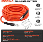 70FT Pressure Washer Sewer Jetter Kit, 5800 PSI Water Jet Drain Cleaner Hose with Corner Rotating Button Nose Nozzle, 1/4 Inch NPT, Sewer Jetter Nozzles Kit with Spanner Handle Strap