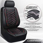 CAR PASS 3D Foam Faux Leather Car Seat Covers Front Seats,Waterproof Leather Front Seat Cover for Car,Universal Fit for SUV Truck Sedan Automotive,Armrest Airbag Compatible Anti-Slip, Black and Red