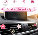 6PCS Car Air Vent Clips, Colorful Daisy Flower Auto Air Conditioning Outlet Clip, Cute Car Clip Interior Air Vent Decoration, Universal Girly Cars Interior Accessory for Women(Red Pink Black)