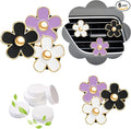 NBTEPEM 6 PCS Daisy Flower Air Vent Clip Car Decoration Accessories Air Conditioning Outlet Clip Car Air Freshener Clip Charm Car Interior Decor(3 cm, 3.3 cm, White, Black, Purple)