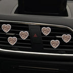 6 Pcs Heart Air Vent Clips, Leopard Print Heart Car Air Fresheners Vent Clips Long Lasting Car Diffuser Vent Clip Interior Decor Charm Decoration Cute Accessories for Women Girls