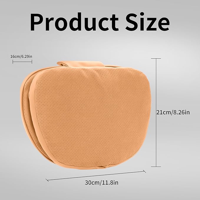 Car Headrest Pillow for Driving, Dual-Sided Leather Design Neck Pillow, Breathable Softness Neck Support, Universal Fit Head Rest Travel Pillow, Palomino Brown, 1 Pack