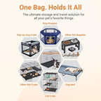 All-in-One Pet Travel Bag, Primary Use for Dog Crates, Also Stores Playpens, Dog Beds & Cat Trees, Heavy-Duty Zippered Carry All for Vacation & Camping