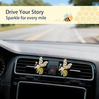 Bee Car Decor,2pcs Cute Bumblebee Car Air Freshener Vent Clips,Bling Yellow Bee Alloy Vent Clips Dashboard Accessories with Rhinestones,Refillable Diffusers