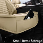 Nappa Leather Car Seat Covers Full Set, Beige Car seat Protector 5 Seats, Waterproof Car Seat Cushion, Universal Automotive Seat Covers Fit for SUV Truck Pick-up Sedan, Front and Rear