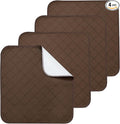 Waterproof Chair Pads for Incontinence, 4 Pack Reusable Seat Protector Pads 22" x 21", Absorbent Wheelchair Pad Covers, Washable Chair Pads for Adults, Kids & Pets - Brown