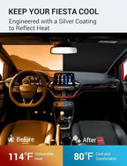 Proadsy 2026 Upgrade Windshield Sun Shade Custom Fit 2017-2019 Ford Fiesta Foldable Front Sunshade Protector Sun Visor Blocks UV Rays Keep Car Cooler