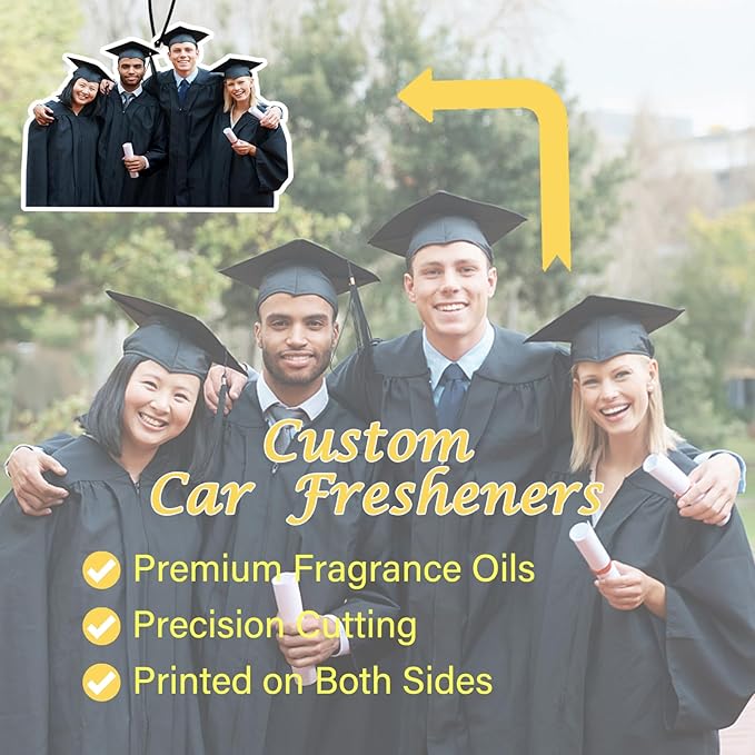 Custom Air Freshener for Car,Double Side Photo Personalized Car Air Freshener Various Scents for Car, Office, Wardrobe, Bathroom (Pack of 9, Personalization)