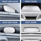 1 Pack 6 Pcs Windshield Sun Shade for Car,Sun Visor Protector, Sun Protection Heat Insulation Front and Rear Windshield Side Window Glass Sun Visor, Universal for Most Cars (Silvery)