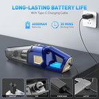 Handheld Vacuum Cordless, 15000PA Powerful Suction Car Vacuum Cleaner Lightweight with Multi Accessories, Hand held Vacuum Cleaner Dust Busters Cordless Rechargeable for Car Home