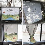 Magnetic Car Sun Shade Curtain for Side Window – Sun Blocker and UV Protector for Baby, Kids, and Pets – Universal Fit with Built-in Magnets for Steel-Framed Door (Bebe Forest)