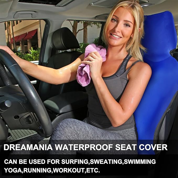 INFANZIA Premium Waterproof Seat Cover Towel Protector Neoprene Universal Fit, Upgraded 100% Washable & Removable Non-Slip Sweat Carseat Towel Covers, Perfect for Gym/Yoga/Workout（Royal Blue,1PCS