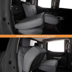 AOMSAZTO Custom Fit for 2022-2024 2025 Toyota Tundra Car Seat Covers CrewMax&Double Cab,Full Set Faux Leather for Toyota Tundra Truck Pickup Seat Covers Darkgrey