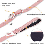6FT Heavy Duty Dog Leash for Small Medium Large Dogs, Tangle Free Reflective Dog Training Leash with Double Handle, Seat Belt Buckle & Poop Bag Holder (Pink)