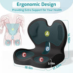 Ergonomic Seat Cushion,Office Chair Cushion with Lumbar Support Pillow,Car Orthopedic Seat Cushions,Designed for Sciatica,Tailbone,Back Pain Relief,for Office,Car,Truck,Home,Desk Chair