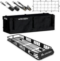 ARKSEN Skinny Roof Rack 64"x23"x6" Cargo Carrier with Waterproof Bag, Net, Straps & Anti-Slip Mat, Heavy Duty Top Mount Cargo Basket, Luggage Camping Gear Storage for Car, Truck or SUV Transport