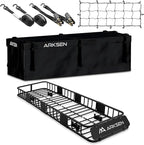 ARKSEN Skinny Roof Rack 64"x23"x6" Cargo Carrier with Waterproof Bag, Net, Straps & Anti-Slip Mat, Heavy Duty Top Mount Cargo Basket, Luggage Camping Gear Storage for Car, Truck or SUV Transport