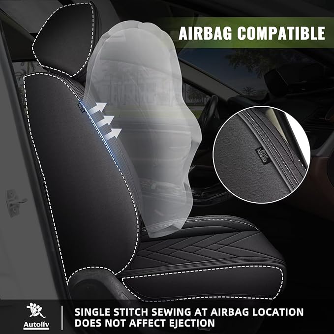 AOMSAZTO Car Seat Covers Fit for Kia Optima 2002-2020 Premium Front Seat Covers Waterproof Leather Automotive Seat Covers Compatible with Airbag (2 Seats,Black)