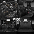 CAR PASS 3D Foam PU Leather Car Seat Covers Full Set,Luxury Breathable Faux Leather Seat Covers for Car,Anti Slip Universal Fit for SUVs Vans Sedan Truck Automotive,Armrest Airbag Compatible All Black