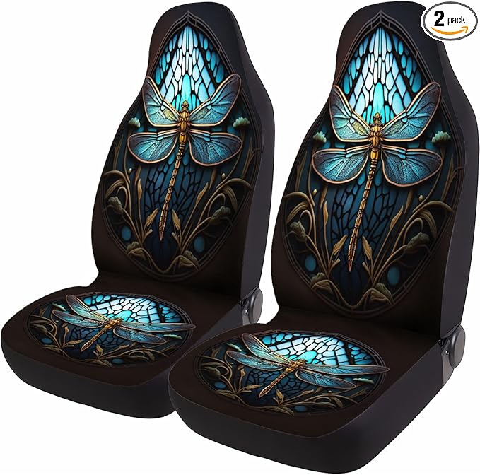 GENANY Dragonfly Car Seat Covers Set of 2, Breathable Front Seat Covers for Truck Sedan SUV, Dragonfly Car Accessories, Gift for Women Men