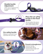 Hands Free Dog Leash, Multifunctional Crossbody Dog Leash, 5.9-9.5Ft Long Waist Belt with Car Seatbelt and Double-Sided Reflective Stitches for Medium and Large Dogs Walking, Jogging(Purple)
