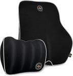 Lumbar & Neck Pillow Set, Car Headrest & Lumbar Support Cushion - Memory foam for pain relief, Ideal for Long Sitting, Travel, Driving, Office, Gaming Chair-Easy to Attach, detachable washable