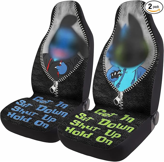 GENANY Cartoon Character Car Seat Covers Set of 2, Breathable Front Seat Covers for Truck Sedan SUV, Funny Car Accessories, Funny Gift for Women Men