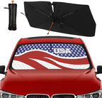 Socira American USA Flag Car Windshield Sunshade Umbrella Foldable Umbrella Sun Shade Windshield Cover Patriot Sunshade Car Accessories Blocks Uv Rays Keeps Cool (57" X 30")