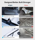 Wigoo for Toyota Camry Windshield Sunshade [OEM Design, 100% Sun Blockage] Foldable Heat Insulation Sun Shade with Storage Bag, for Toyota Camry 2018-2026, Silver Coating