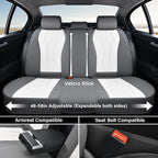 Coverado Rear Seat Covers, White Car Seat Cover, Back Seat Cover, 3-Pieces Luxury Car Seat Cushion, Leather Seat Cover Seat Protector Universal Fit Most Cars