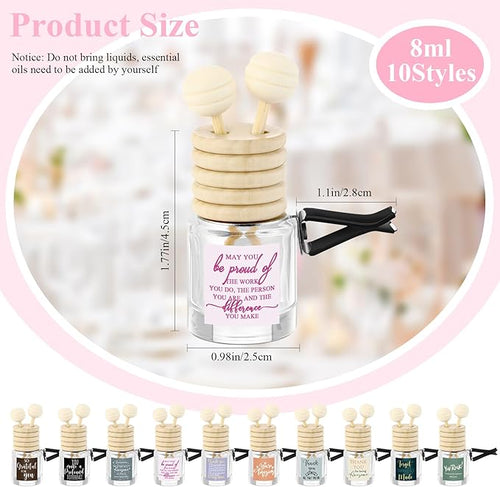 20 Pcs Employee Appreciation Gifts Bulk, Empty Car Diffuser Bottles with Vent Clip, Refillable Essential Oil Car Air Freshener Gifts for Coworker Team Teacher Nurses Staff (Appreciation)