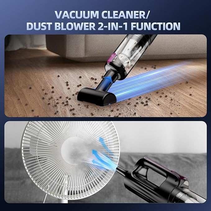 Cordless Handheld Vacuum Cleaner, 18000Pa 2 in 1 Car Vacuum Cleaner&Air Duster, 130W Brushless Motor with 7800mAh Battery, LED Light and Multi-Nozzles, Portable for Car, Home, Office, Pet