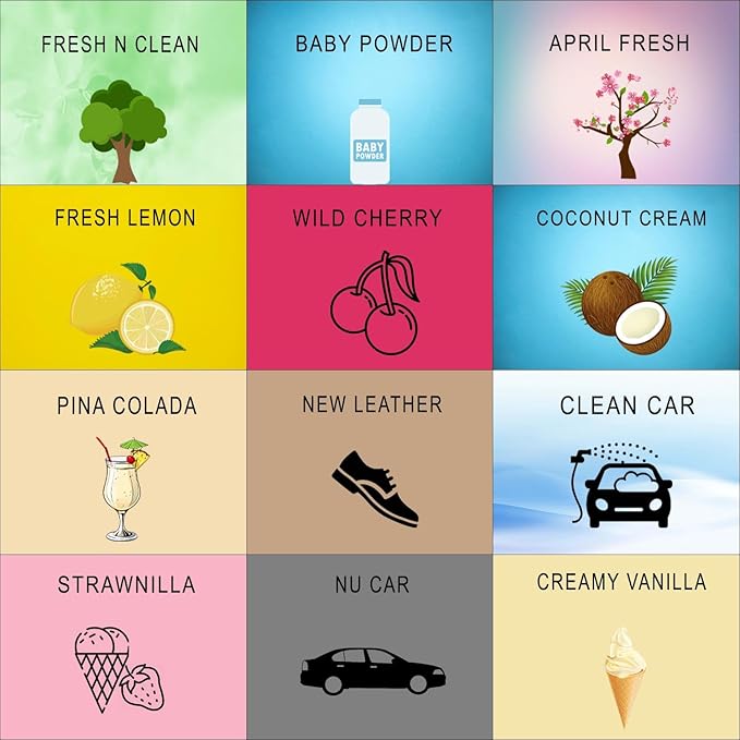 Wonder Wafers Car Air Freshener Wafers Variety Pack of 12 - Individually Wrapped Car Air Fresheners - 12 Scents Car Fresheners (12 Pack 12 Other Scents)