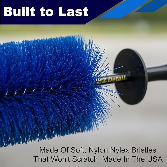 EZ Detail Big and Little Brush Combo - Wheel Rim Cleaner for Cars, Bike, Trucks, Motorcycle, and Other Vehicles - Non-Scratch Auto Detailing Tool, Easily Reaches Nook and Crannies