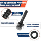 Tandefio 50 Pack 1/2''x 3'' Hex Head Lag Bolts for Wood Ceramic Black Lag Screw Kit with Washers Heavy Duty Hot Dip Galvanized Ruspert Coating Double Layer for Decks Fences