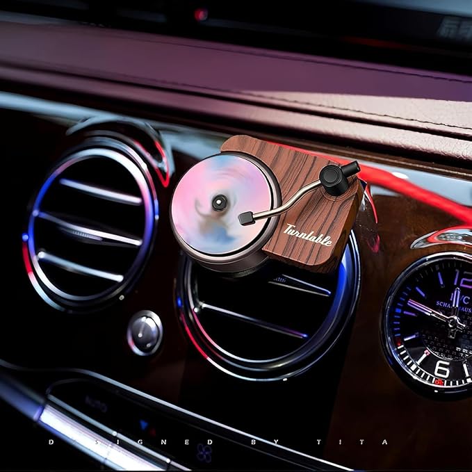 Record Player Car Air Freshener 12 Pieces Spinning Record Design Car Decoration Replaceable Gift for Music Lovers