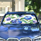 Blueberry Blue Fruits Watercolor Windshield Sunshade Car Sun Shade Blocks UV Rays Visor Protector Accordion Folding Sun Reflector Auto Sunshade for Truck SUV