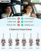 Car Air Freshener Hanging, 6Pcs Evil Skull Halloween Tree Decorations, Horror Movie Gifts, Halloween Air Freshener Car Decor, Scented Rearview Mirror Pendant, Halloween Gifts for Men Women