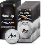 Golf Car Air Freshener by HookUp - 10 Pack - Black Gold Scent (Extra Strong) | Unique Golf Gift for Players, Coach, Fans | Hanging Car Accessory with Long Lasting Fresheners Smell