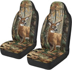 ELEQIN Car Seat Covers, Camo Hunting Deer Seat Cover Front Car Seat Cushion, Front Auto Protector Universal Fit Most Cars, Automotive Interior Accessory