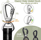 Dog Leash Heavy Duty - 4-6FT Long Leash Strong Shock Tactical Tug Leashes, Dog Seat Belt for Car with 2 Padded Handles, Reflective Rope Lead for Medium L X-Large Dogs Walking Running Training (Black)