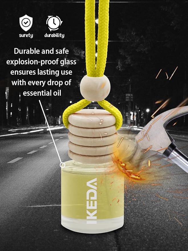 Ikeda Car Air Freshener: Hanging Car Smell Air Freshener | 10ml Hanging Car Perfume | Long Lasting Fragrance | Strong Scents Diffuser for Auto Home (Vanilla|Circular)